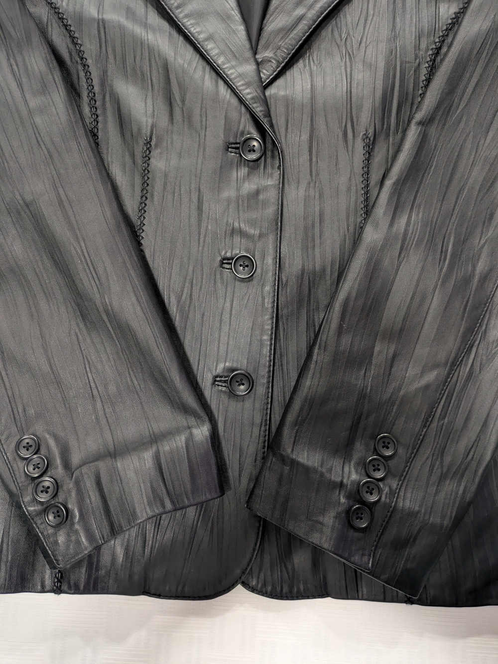 Cabela's Black Genuine Leather Textured Whipstitch Blazer Jacket Sz M, NWOT - Picture 5 of 10